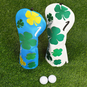 Accessoires de golf en gros : Housse de tête de driver trèfle à quatre feuilles en cuir PU universelle pour le golf - Product Image 1