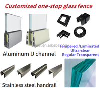 Profilé en U pour garde-corps en verre, garde-corps de terrasse, fixation de panneaux de verre sans cadre, balustrade en aluminium, accessoires de garde-corps