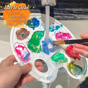 Palette de plateaux de peinture à l'aquarelle en plastique blanc, Design de 10 puits avec trou pour le pouce - Product Image 4