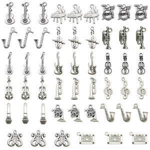Pendentifs d'instruments de musique en argent antique Symboles de musique vintage DIY Bracelet Porte-clés Accessoires <span class=keywords><strong>Instrument</strong></span> de musique en alliage - Product Image 2