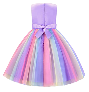 Maßgeschneidertes Buntes Satin-Blumenmuster Mädchenkleid Pailletten-Blumen Langes Sommer-Abendkleid Geburtstagsfeier-Kleidung für Kinder - Product Image 6