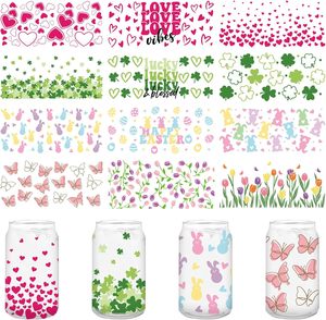 Pegatinas de Transferencia DTF Personalizadas <span class=keywords><strong>para</strong></span> Envolturas de Tazas, Resistentes al Agua y a los Rayos UV, <span class=keywords><strong>para</strong></span> San Valentín, Día de San Patricio, Pascua y Primavera, con Diseños de Corazón, Trébol, Conejo y Flor - Product Image 1