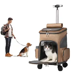 Outdoor-Komfort Luxus weicher atmungsaktiv Gitterbelüftete Rolling-Räder Haustier-Reise-Trolley-Tasche für Hund Katze