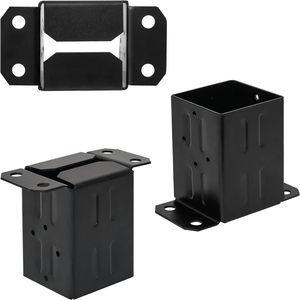 Base d'ancrage de poteau de clôture en <span class=keywords><strong>bois</strong></span> 4x4 en acier épais et enduit de poudre noire <span class=keywords><strong>avec</strong></span> des vis à <span class=keywords><strong>bois</strong></span> et des ancrages en béton - Product Image 5