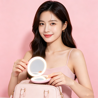 Logo personnalisé en gros miroir de poche étiquette privée miroir de poche LED compact lumières LED voyage petit miroir de maquillage portable