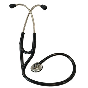 Stéthoscope en acier inoxydable Kt-150, tête argentée simple face, dispositif médical noir pour usage clinique - Product Image 1
