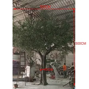 Arbre d'olive artificiel d'intérieur de grande taille, images de plantes, en fibre de verre, ornement décoratif, 500cm de haut