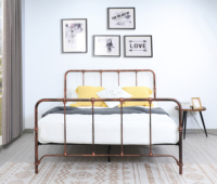Cadre de lit en métal sur mesure, robuste, finition cuivre brossé à la main, style antique, pour mobilier d'hôtel
