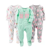 Pijama de algodón con reposapiés para bebé y niña, paquete de 3 piezas