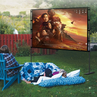 Écran de projection de 60 à 120 pouces avec support, plaque de fer pliable anti-lumière grise, double support, écran de projection pour théâtre en plein air