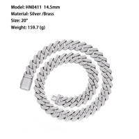 Bijoux personnalisés Hip Hop Iced Out Vvs Moissanite Diamond Platinum Plated 925 Sterling Silver Cuban Link Chain Necklace