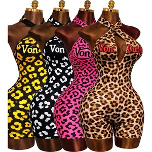 Venta al por mayor <span class=keywords><strong>de</strong></span> fábrica: Novedad <span class=keywords><strong>de</strong></span> primavera - Mono corto deportivo Sheining con estampado <span class=keywords><strong>de</strong></span> leopardo, cuello cruzado y espalda descubierta con letras, para <span class=keywords><strong>mujer</strong></span>. - Product Image 5