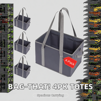 Lot de 4 sacs de courses pliables réutilisables, grande capacité, robustes, avec poignées, fond renforcé, en PLA, ouverture par le haut