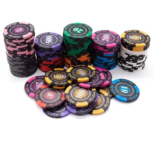 Üretici toptan kil kompozit özel Logo Poker chips texas hold poker fişi seti