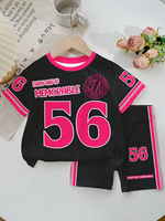Ensemble deux pièces en soie de lait pour enfants, t-shirt et short, imprimé lettres, tenue de sport pour filles, vente en gros