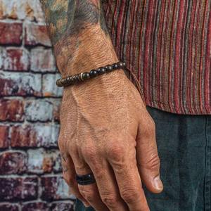 สร้อยข้อมือลูกปัดสีฟ้าครามสไตล์เรโทรสุดเท่ห์ ประดับเปลือกมะพร้าว ลายหัว<span class=keywords><strong>กะโหลก</strong></span>และไม้กางเขน ทำมือ สำหรับผู้ชายและเด็กผู้ชาย - Product Image 4