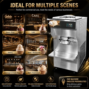 CE/ETL 90L/H Top <b>Churn</b> Gelato Machine Making Italian Ice Batch Freezer Vertical Hard Ice Cream Maker Machine For Business - Product Image 1