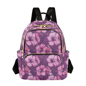Hawaii Flower Outdoor <b>Mini</b> Casual Sports Custom Print Flower School Student Bag Girls Travel <b>Backpack</b> with Trolley Sleeve - Product Image 1