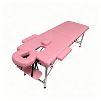 Table de massage pliable stable à 2 sections avec pieds en acier inoxydable, table de thérapie professionnelle pour salon de spa