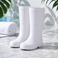 Bottes de sécurité unisexes en PVC blanc, mi-mollet, imperméables, résistantes aux produits chimiques, antidérapantes, avec embout en acier, pour l'industrie alimentaire
