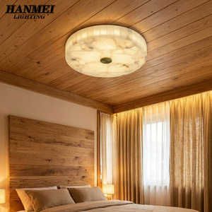Plafonnier LED circulaire moderne et minimaliste de style chinois avec interrupteur en métal et marbre, CRI 95 élevé pour chambre à coucher HM-Y - Product Image 4