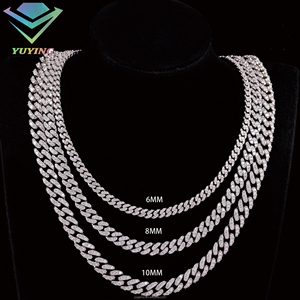 Cadena Cubana <span class=keywords><strong>de</strong></span> <span class=keywords><strong>Plata</strong></span> 925 <span class=keywords><strong>de</strong></span> 6mm y 8mm <span class=keywords><strong>con</strong></span> Moissanita Individual, Estilo Hip Hop, Pasa el Test <span class=keywords><strong>de</strong></span> <span class=keywords><strong>Diamantes</strong></span> GRA, <span class=keywords><strong>para</strong></span> <span class=keywords><strong>Hombre</strong></span> - Product Image 1