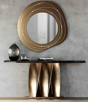 Table console à usage domestique de style européen meubles à cadre doré en acier inoxydable table en marbre