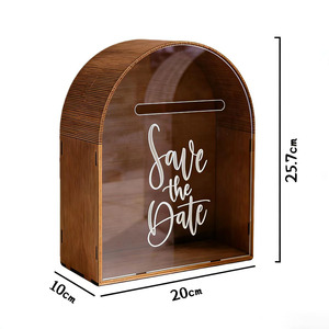 Boîte cadeau transfrontalière en bois pour cartes de vœux de mariage, boîte aux lettres de mariage créative en forme d'arche, décoration de fête. - Product Image 4