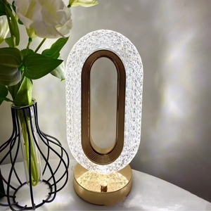 베스트셀러 침실 장식용 고급 타원형 데스크 램프 충전식 크리스탈 LED 무드등 - Product Image 3