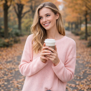 Maglione da <span class=keywords><strong>Donna</strong></span> Personalizzato in Puro <span class=keywords><strong>Lino</strong></span> Rosa con Collo Tondo - Pullover Casual a Maniche Lunghe - Elegante per Abbigliamento Femminile - Product Image 4