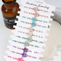 Kit de fabrication de bracelets ME-05, fait main, en cordon ciré, avec des perles en cristal ajustables, des fleurs, 12 pièces/ensemble