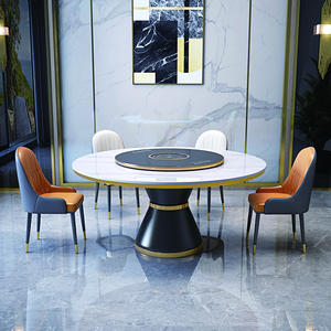 Moderno semplice grande tavolo da pranzo rotondo in ardesia con giradischi in marmo mobili per la casa appartamento o Bar uso - Product Image 2