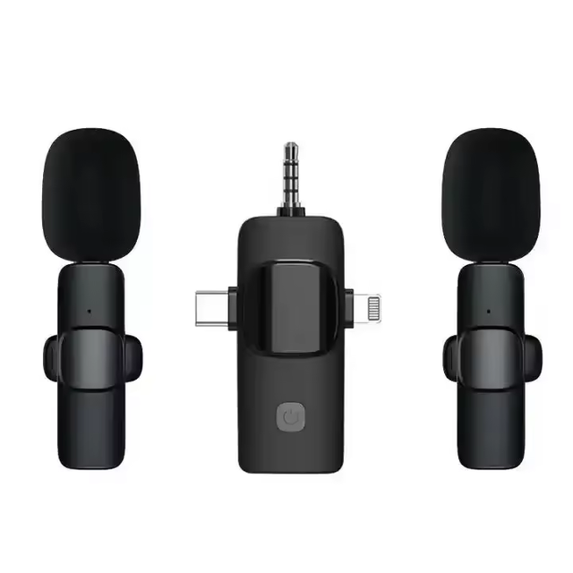 K15 Wireless Lavalier Microphone Noise Cancelling Live Streaming Recording Microphone for Mobile Phone and Camera