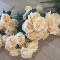 Bouquet de roses artificielles en soie à 9 têtes de couleur marron pour la décoration de mariage