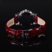 JW002FW Bleibendes rotes Echt leder armband AU750 585 14 Karat 18 Karat Echt gold Damen uhren mit VVS Moissan ite Lab Grown Diamond
