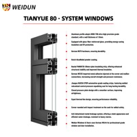 Fenêtre à battant moderne en aluminium WEIDUN TY80, ouverture verticale, double vitrage, rupture de pont thermique 6060-T66, insonorisée, taille personnalisée, OEM