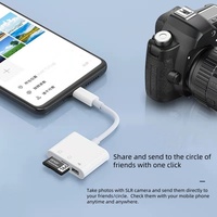 Adaptador de conexión de cámara OTG tipo C 3 en 1, lector de tarjetas SD TF-Flash con puerto USB2.0, material ABS, funciona con concentradores