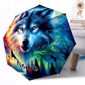 1 Parapluie Pliant Personnalisé avec Nom de Loup Arc-en-ciel, Sans Minimum de Commande, Cadeau Animal Sauvage Personnalisé, Impression UV, Commande Unique, Regenschirm Mit Foto - Product Image 3