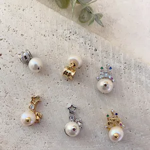 Recién llegado, accesorios de joyería, Conector de castillos de estrellas de perlas de Latón chapado en oro para la fabricación de joyas