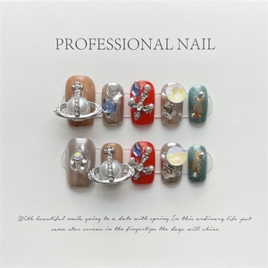 <span class=keywords><strong>Uñas</strong></span> Postizas Cortas para Estudiantes, Estilo Y2K, Cromadas, Acrílicas Removibles, Hechas a Mano, <span class=keywords><strong>de</strong></span> Alta Calidad, Venta al Por Mayor - Product Image 1