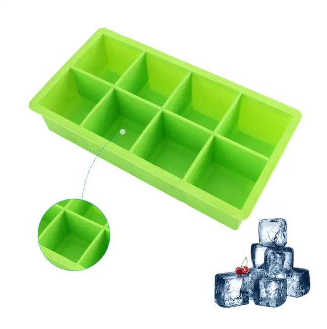 Ice Cube Tray Silicone Ice Cube Molds 8 Small Square Ice Cubes Nontoxic Trays Set Green Blue Red Black Colors