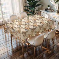 Nappe carrée en PVC imperméable et anti-taches RNPT, motif floral artistique vert tissé, facile à nettoyer, pour patio, intérieur et banquets