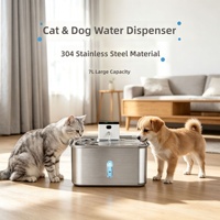 Fontaine à eau pour animaux de compagnie en acier inoxydable, intelligente, rechargeable, à circulation automatique, niveau d'eau visible, grande capacité, pour chat et chien
