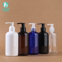 YAN Emballage 250ml Rond Épaule Graisse Vide PET En Plastique Pompe Bouteille Clair Noir Blanc Contenants Communs Shampooing Lotion Liquide