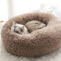 Fournisseurs de grands coussins de luxe en peluche longue et moelleuse pour animaux de compagnie, canapé en forme de donut pour intérieur, lavable, apaisant, lit pour chien