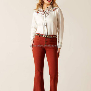 Commercio all'ingrosso High-End Custom OEM/ODM produttore Boho Country Western ricamato camicetta di lusso frangia camicia Cowgirl per le donne - Product Image 3