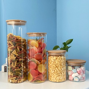 Large Size Airtight Glass Container Canister Transparent Spice Glass Baby Food Storage Jars With Lid For Restaurants