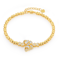Pulsera de Oro de 18K con Eslabones de Mariposa y Corazón, Diamantes de Laboratorio Marquise con Engaste Pavé, Brazalete Romántico Multicapa, Cadena de Cuerda para Boda, Joyería