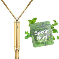 Nouvelle Huile Aromatique Sans Nicotine Remplaçable pour Collier Inhalateur d'Arrêt du Tabac, Design Rectangulaire Style Vintage