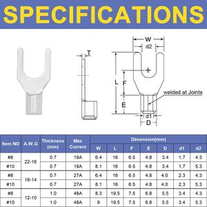 Terminales de cable no aislados SNB, 330 piezas, tipo horquilla, cobre puro, kit de conectores AWG 12-22 - Product Image 2